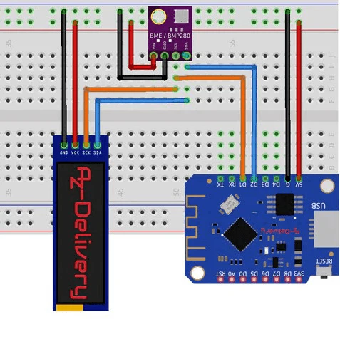 0,91" OLED und GY-BME280 am ESP8266 D1 Mini
