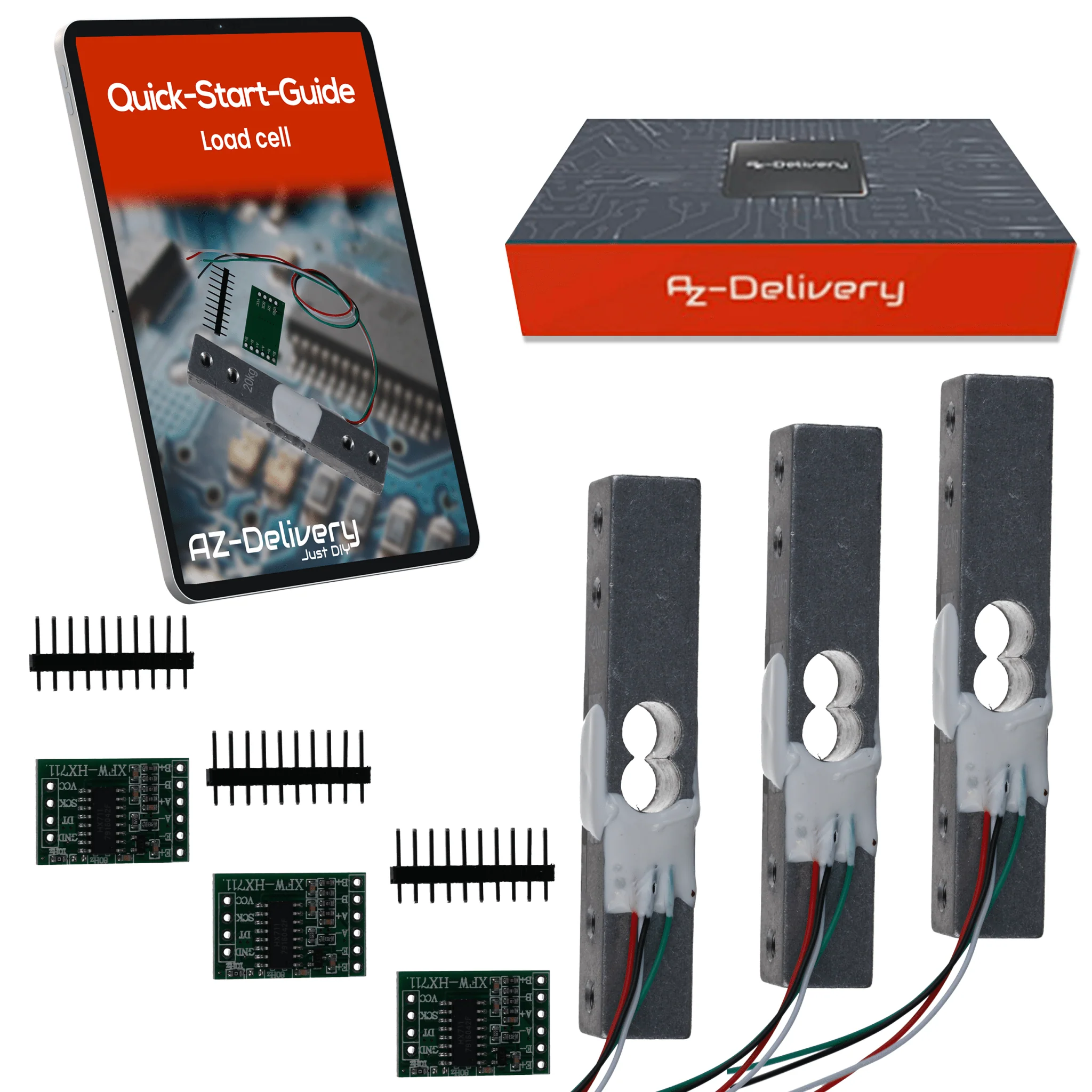 Wägezelle 20 kg mit HX711 Modul – Präzisionssensor zur Gewichtsmessung kompatibel mit Arduino & Raspberry Pi – Set inkl. Verstärker-ADC zur Kraftmessung - Image 6